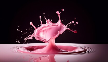 a pink liquid splashing out of it