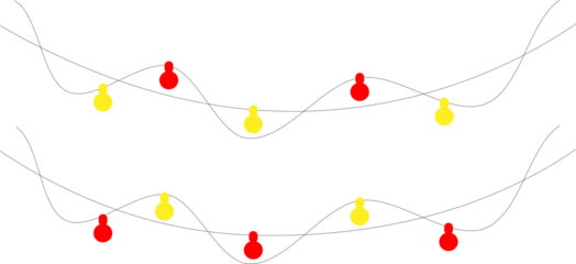 Abstract wavy lines with red and yellow data markers diagram isolated on transparent background