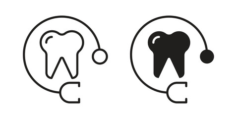Dental care icon illustration, thin line vector, web design sign,