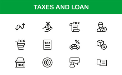 Taxes and Loan Bold Icon Set. Professional and Creative icons for taxes, loans, and accounting

