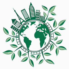 green globe with leaves, Eps file. 