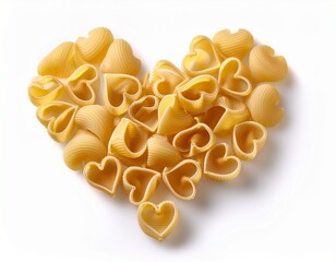 heart shaped pasta noodles on white