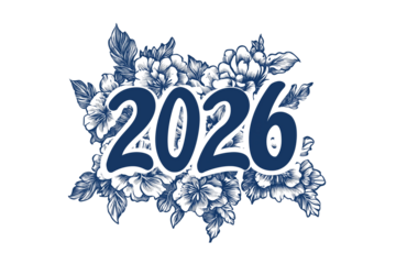 2026 Text with Dark Blue Pattern Isolated on Transparent Background PNG