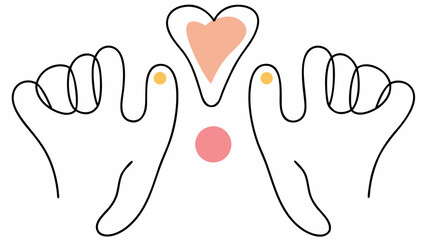 Expressing love with a digital heart, hand gestures create modern minimalist art, conveys loving feelings, perfect for social media, greeting cards and more