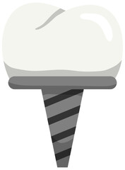 Dental Implant Illustration. Editable Color Vector
