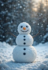 snowman on a snow background