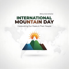 Mountain landscape and earth symbol for International Mountain Day