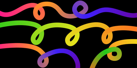Colorful ribbons floating in abstract design on dark background image