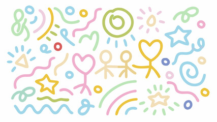 Celebrate love and friendship with this cheerful doodle art, perfect for children's designs, heartfelt cards, and whimsical illustrations with a playful feel