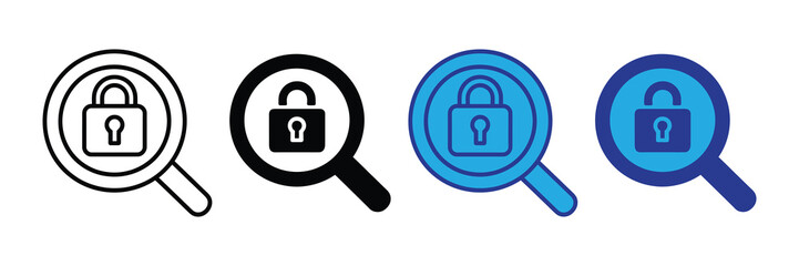 Magnifying glass with a padlock inside, representing security and search