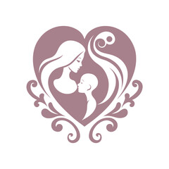 Heart Shape Mother And Child Silhouette Ornament