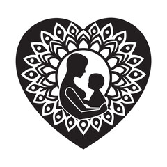 Mandala Heart Mother And Child Silhouette Art