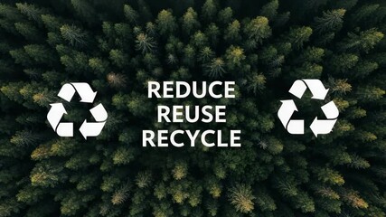Aerial View of Forest with Reduce Reuse Recycle Concept