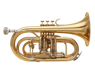 Obraz premium Golden Marching Band Horn isolated on a transparent background
