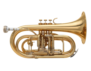 Golden Marching Band Horn isolated on a transparent background