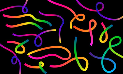 Abstract Colorful Gradient Lines on Black Background Seamless Pattern Design