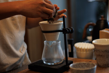 Home barista coffee brewing