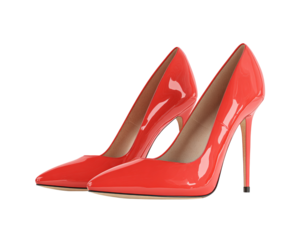 Red Patent Leather Stiletto Heels isolated on a transparent background