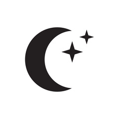 Moon and Stars Night Dark Mode Setting Outline