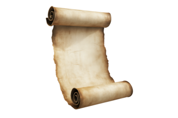 Historic Parchment Scroll Illustration Isolated on Transparent Background