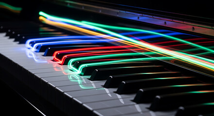 Technology and Music Concept with Vibrant Laser Stream