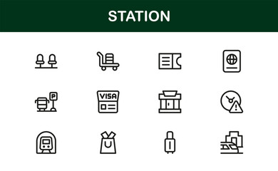 Dynamic Station Icon Collection mapping Metro Lines, Railway Terminals, Bus Hubs, and Travel Dashboards
