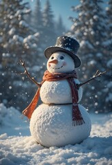 snowman wearing red scarf
