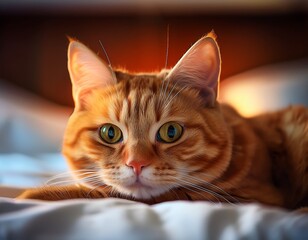 a cat lying on a bed