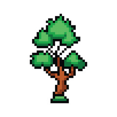 Obraz premium Pixel art nature green tree graphic illustration