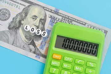 Dollar banknote with text Loss
