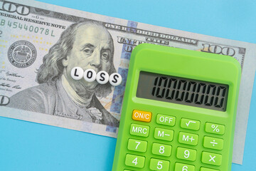 Dollar banknote with text Loss
