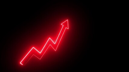 Stock market graph with a 3D arrow showing financial success and business growth on a black background chart - Powered by Adobe