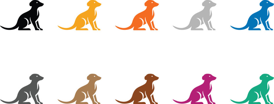 Meerkat icons collection in various colors animal theme, Colorful meerkat silhouettes for wildlife art