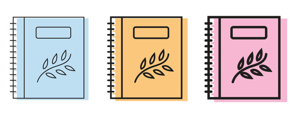 Notebook icon vector set, colorful notebook icon, modern spiral notebook icon vector set in trendy flat style illustration isolated on white background.