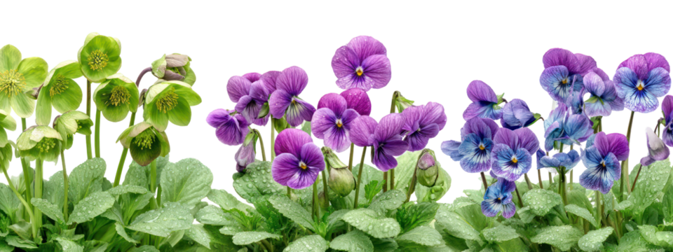 Assortment of colorful snapdragon flowers isolated on transparent background