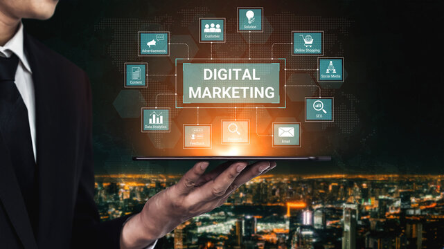 Digital marketing dashboard connecting data analytics, social media, SEO, and content strategy to improve business growth and customer engagement. Parse - Powered by Adobe