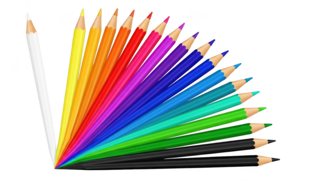 Arrangement of colorful pencils