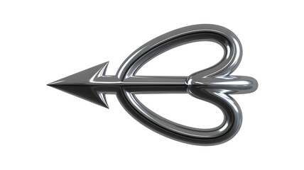 Naklejka premium Silver heart arrow symbol isolated on transparent background