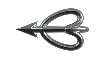 Silver heart arrow symbol isolated on transparent background