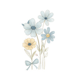 Watercolor wildflower bouquet illustration