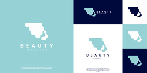 logo of a woman with flowing hair, symbol of hair health, treatment, hairdresser, salon and spa, vector graphic illustration.