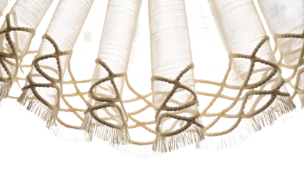 Close up of a delicate white lace fan with intricate patterns isolated on transparent background