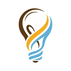 Abstract light bulb with swirling colorful lines representing ideas and innovation