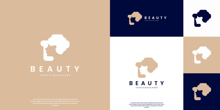 Hair stylist logo with a minimalist and elegant concept, hair care, beauty products, vector illustration design.