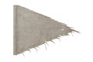 Weathered tattered pennant flag, old fabric triangular banner showing surrender, defeat, and worn texture concept