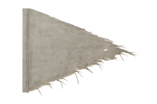 Weathered tattered pennant flag, old fabric triangular banner showing surrender, defeat, and worn texture concept