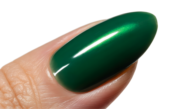 Close up of a shiny emerald green oval gemstone isolated on transparent background