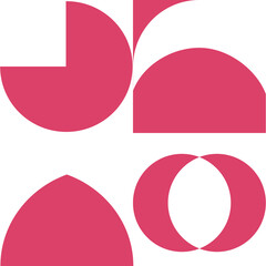 Abstract Pink Geometric Shapes Arranged Artistically on a Clean White Background with Soft Lighting and a Minimalist Aesthetic