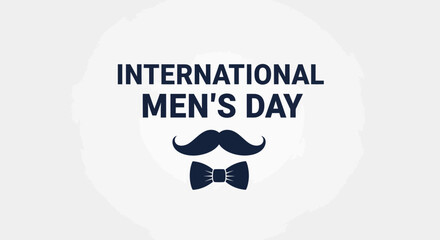 Elegant International Men s Day Celebration Graphic with Mustache and Bow Tie Icon
