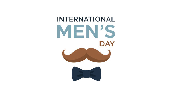 International Men s Day Celebration Graphic with Mustache and Bow Tie Icon